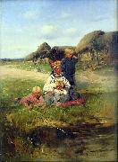 Vladimir Makovsky Maid with children oil